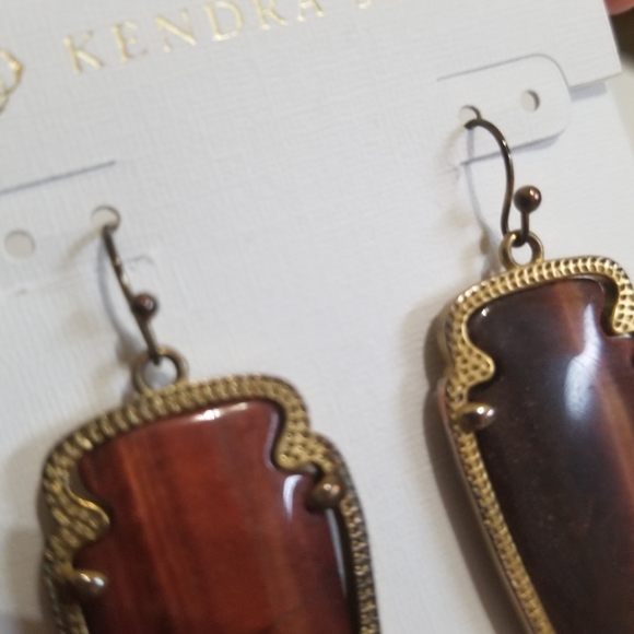 Rare Kendra Scott Tigers Eye Skylar Earrings - Picture 5 of 6